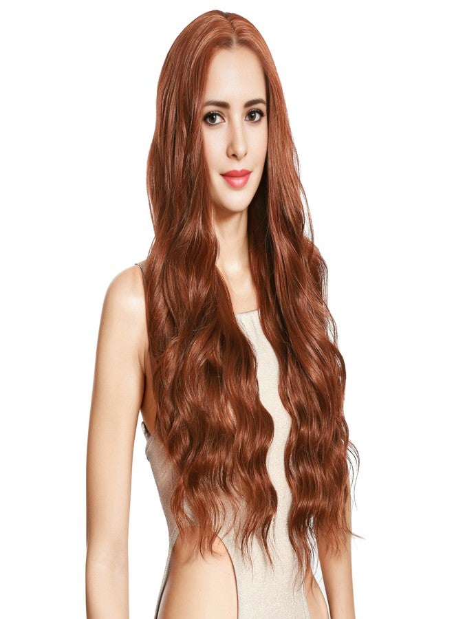 FUTAI Long Wavy Wig 30 Inch Auburn HD Front Lace Body Curly Synthetic Hair Wigs for Women Professional Female Diverse Styles Daily Party Cosplay - Image 2